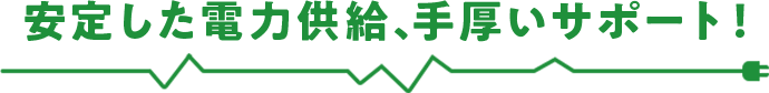 安定した電力供給、手厚いサポート！